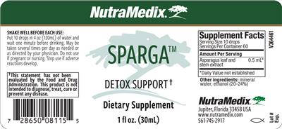 Photo of the NutraMedix Sparga label