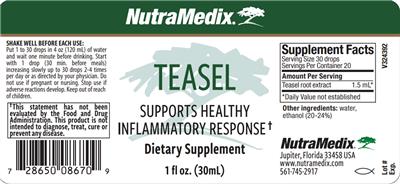 Photo of the NutraMedix Teasel label