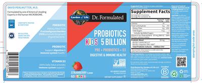 Label of Probiotics Kids 5 Billion Strawberry Flavor