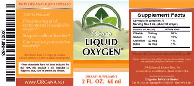 Photo of the Organa Liquid Oxygen label