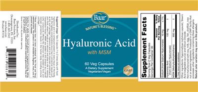 Photo of the Baar Nature's Blessing Hyaluronic Acid with MSM label