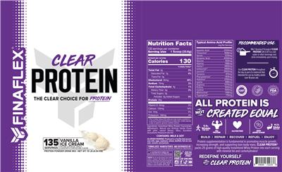 Photo of the FINAFLEX Clear Protein Vanilla Ice Cream label