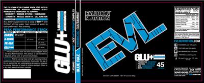 Photo of the Evlution Nutrition Glu+ Blue Raz label