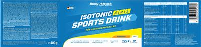Photo of the Body Attack Sports Nutrition IsoTonic Sports Drink Orange label