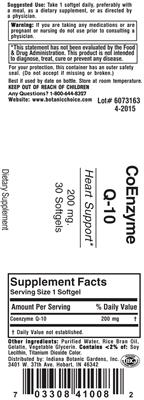 Photo of the Indiana Botanic Gardens CoEnzyme Q-10 200 mg label
