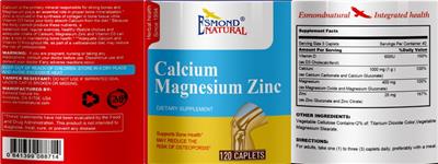 Photo of the Esmond Natural Calcium Magnesium Zinc label