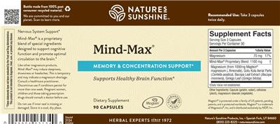 Photo of the Nature's Sunshine Mind-Max label