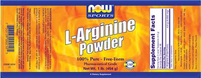Photo of the NOW Sports L-Arginine Powder label