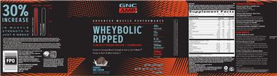 Photo of the GNC AMP Advanced Muscle Performance Wheybolic Ripped Cookies and Cream label
