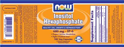 Photo of the NOW Inositol Hexaphosphate 600 mg label