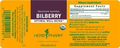 Photo of the Herb Pharm Bilberry label