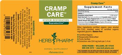 Photo of the Herb Pharm Cramp Care label