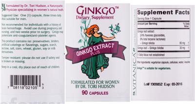 Photo of the Vitanica Ginkgo label