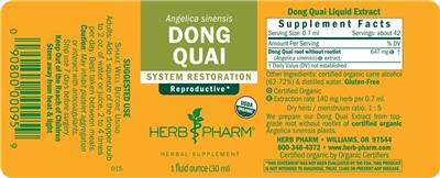 Photo of the Herb Pharm Dong Quai label