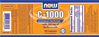 Photo of the NOW C-1000 With 100 mg Of Bioflavonoids label