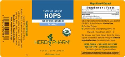 Photo of the Herb Pharm Hops label