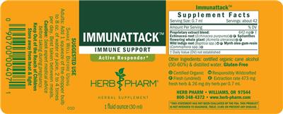 Photo of the Herb Pharm Immunattack label