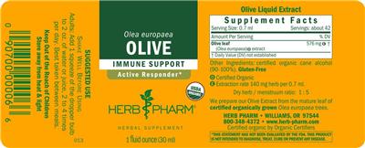 Photo of the Herb Pharm Olive label