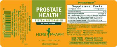 Photo of the Herb Pharm Prostate Health label