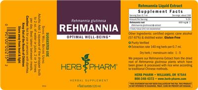 Photo of the Herb Pharm Rehmannia label