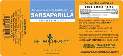 Photo of the Herb Pharm Sarsaparilla label
