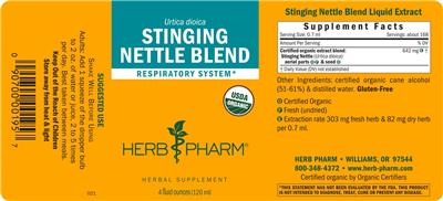 Photo of the Herb Pharm Stinging Nettle Blend label