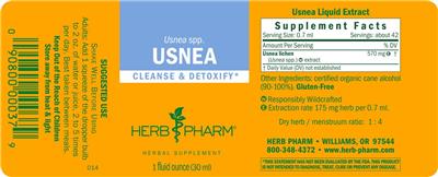 Photo of the Herb Pharm Usnea label