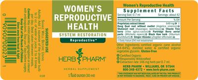 Photo of the Herb Pharm Women's Reproductive Health label