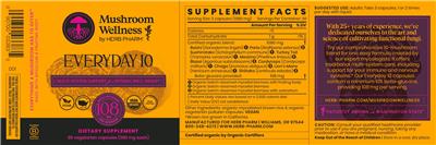 Photo of the Mushroom Wellness by Herb Pharm Everyday 10 label