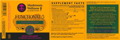 Photo of the Mushroom Wellness by Herb Pharm Functional 5 label