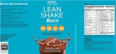 Photo of the GNC Total Lean Lean Shake Burn Chocolate Fudge label