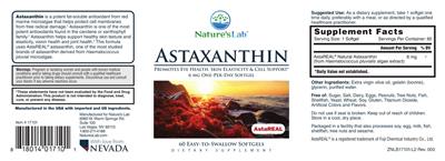 Photo of the Nature's Lab Astaxanthin 6 mg label