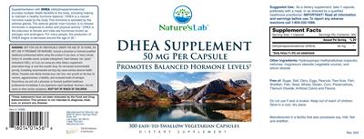 Photo of the Nature's Lab DHEA Supplement 50 mg label
