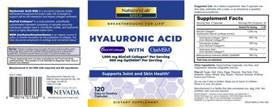 Photo of the Nature's Lab Gold Hyaluronic Acid with BioCell Collagen & OptiMSM label