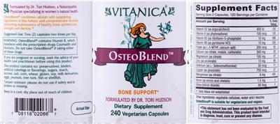 Photo of the Vitanica OsteoBlend label