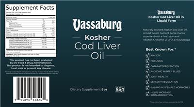 Photo of the Vassaburg Kosher Cod Liver Oil label