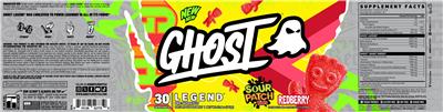 Photo of the GHOST Legend Sour Patch Kids Redberry label