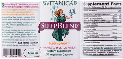 Photo of the Vitanica SleepBlend label