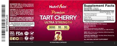 Photo of the Nutrivein Premium Tart Cherry Ultra Strength 3000 mg label