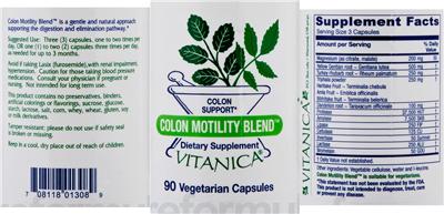 Photo of the Vitanica Colon Motility Blend label