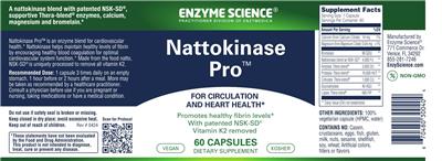 Photo of the Enzyme Science Nattokinase Pro label