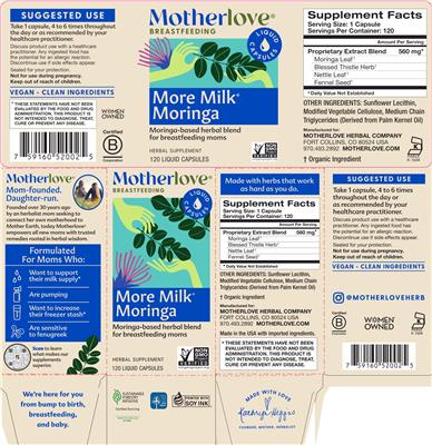 Photo of the Motherlove More Milk Moringa label