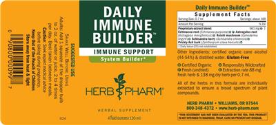 Photo of the Herb Pharm Daily Immune Builder label