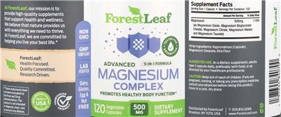 Photo of the ForestLeaf Advanced Magnesium Complex 500 mg label