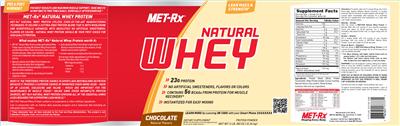 Photo of the MET-Rx Natural Whey Chocolate label
