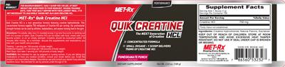 Photo of the MET-Rx Quik Creatine HCL Pomegranate Punch label