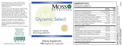 Photo of the Moss Nutrition Glycemic Select label