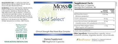Photo of the Moss Nutrition Lipid Select label