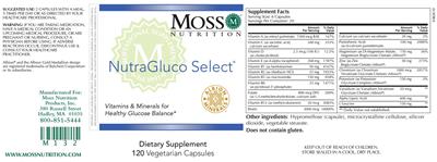 Photo of the Moss Nutrition NutraGluco Select label