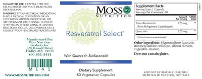 Photo of the Moss Nutrition Resveratrol Select label